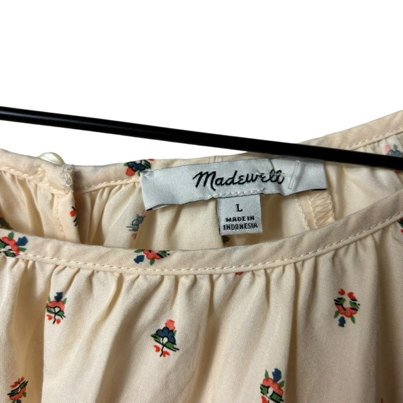 Madewell Gathered Puff-Sleeve Crop top in Sunrise Floral Bone size Large - Picture 3 of 10